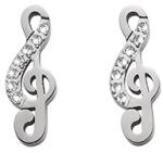 CRYSTalp Acél fülbevaló Violinkulcs kristályokkal 42190. E