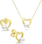 Brilio Silver Romantikus aranyozott ékszerkészlet gyöngyökkel SET234Y (fülbevaló, nyaklánc)