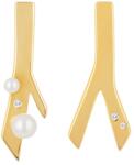 Preciosa Aranyozott aszimmetrikus fülbevaló Twig folyami gyönggyel és cirkónium kővel Preciosa 5389Y01