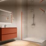 RONAL Perete de dus tip Walk-In, cu bara stabilizatoare, terracotta mat, Ronal Easy STR4P One Color, Terracotta STR4P0806507 (STR4P0806507)