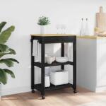 vidaXL Konyhai kocsi Fekete 88, 5 x 40 x 60 cm Tömör fenyőfa (42027036)