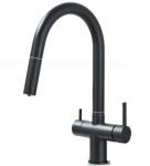 CHDE Háromutas konyhai csaptelep, fekete, acél kifolyócső, vízszűrőhöz (BKT-3701)