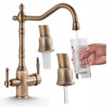 Ari Arany Retro konyhai csaptelep, vízszűrővel, kerámia szelep, 360°-ban forgatható (Bateria Kuchenna Trójdrożna)