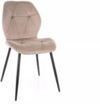 SIGNAL MEBLE Rick Velvet Bársony Étkezőszék Sötét Bézs Geometrikus Kárpitozással (SIG-RICKVCCB)