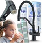 Ari Fekete Háromutas Konyhai Csaptelep, kihúzható fejjel, sárgaréz, kerámia szelep (Bateria Kuchenna Trójdrożna 2173)