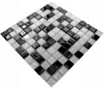 Englass Carbon üvegmozaik, fekete-fehér, 30×30cm, 6mm vastag (carbon 102)