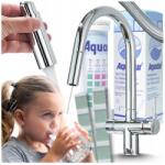 Ari Háromutas Konyhai Csaptelep, kihúzható cső, ezüst króm, kerámia szelep, forgatható cső (Bateria Kuchenna z Wyciąganą Wylewką 2458)