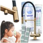 Ari Konyhai csaptelep, szálcsiszolt arany, kihúzható cső, szűrt vízhez (Bateria Kuchenna Trójdrożna 0001234)