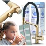 Ari Konyhai Csaptelep, szálcsiszolt arany, kihúzható cső, 3 utas (Bateria Kuchenna Trójdrożna 0000613)