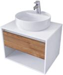 Arthema Modulo Set masca lavoar baie cu blat si sertar, 75x46xH44 cm, finisaj alb/stejar (7002FDR1-68R/7009CX75-68R)