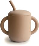 Mushie Szilikon szívószálas itatópohár - bézs