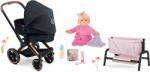 Corolle Set cărucior combinație triplă cu păpușă Eloise Cybex Black 3in1 Pram Corolle în pătuț cu biberon (CO141870-6)