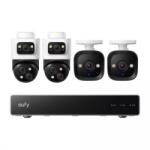 Anker Kit Supraveghere Video eufy NVR S4 cu 2 Camere PoE Bullet-PTZ S4 Rezolutie 4K Night Vision Color AI Dual View + 2 Camere PoE Bullet E40 + NVR 8 Canale si HDD 2 TB (E8E00323)