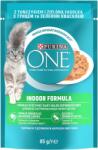 PURINA ONE INDOOR mini tasakok tonhallal és zöldbabbal 12 x 85 g szószban