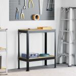 vidaXL Munkaasztalok polcokkal Fekete 81 x 41 x 91 cm Faanyag (42020132)