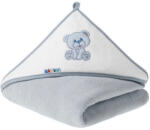 Akuku Baba kapucnis törölköző, 100×100cm, Szürke maci