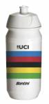 Santini UCI műanyag kulacs, 500 ml, csavaros, fehér-szivárványszínű