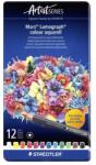 STAEDTLER Akvarell színes ceruza készlet, hatszögletű, fémdobozos, STAEDTLER "Mars® Lumograph® 104", 12 különböző szín (TS104M12) - tintasziget