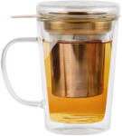 Vialli Design AMO 9378 duplafalú üveg bögre teaszűrővel 300ml