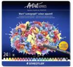 STAEDTLER Akvarell színes ceruza készlet, hatszögletű, fémdobozos, STAEDTLER "Mars® Lumograph® 104", 24 különböző szín (TS104M24) - tintasziget