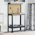 vidaXL Munkaasztalok polcokkal Fekete 81 x 41 x 145 cm Faanyag (42020131)