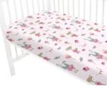  Baby Shop pamut, gumis lepedő 80*160 cm - rózsaszín róka és nyuszi