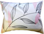  Flanel kispárna huzat - 40x50 cm / szürke - rózsaszín levél mintás