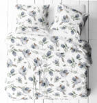  3 részes pamut ágynemű huzat szett - 140X200 cm / szürkéskék és barna egzotikus virág mintás