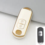  Mazda 2 gombos smart kulcs TPU védőtok fehér arany (TMA022AFH)