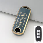  Mazda 3 gombos smart kulcs TPU védőtok kék arany (TMA023AKE)