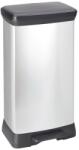 Keter Szemetes kuka pedálos fémhatású műanyag 50 literes Fekete/ezüst Deco Bin_Curver