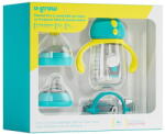 U-GROW Pachet 3 in 1 cana 260 ml tritan cu 3 accesorii diferite pentru baut : tetina biberon, cioc , pai, blue, U-Grow
