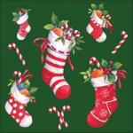 Ambiente X-mas stockings green papírszalvéta 33x33cm, 20db-os