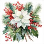 Ambiente Poinsettia bouquet white papírszalvéta 33x33cm, 20db-os