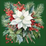 Ambiente Poinsettia bouquet green papírszalvéta 33x33cm, 20db-os