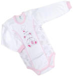 DinoDini Hosszú Ujjú Body - Fehér/Rózsaszín Macis - 86