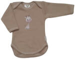 Babastar Hosszú Ujjú pamut body - Zsiráf It's a boy! - Mogyoró - 74