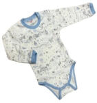 Bomer Hosszú Ujjú Body - Fehér/Kék Állatos/Városos - 86