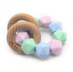 Mimijo Szilikon rágóka és dupla csörgő 2 bükkfa gyűrűs - Penelope