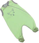 Wikids Ujjatlan Steppelt Pamut Rugdalózó - Zöld/Szürke Róka Hímzéssel - 62