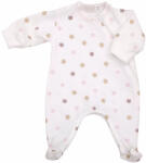 Wikids Hosszú ujjú cipzáros pamut rugi - Krém/Rózsaszín-Arany virágos 44