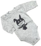 Mrofi Hosszú ujjú body- Szürke/Kék Nyuszi - 62