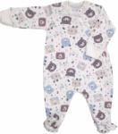 Wikids Hosszú ujjú cipzáros pamut rugi - Fehér/Kék/Barna Maci Fejes 68