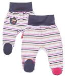 EEVI Pamut bébi nadrág - Szürke alapon/Rózsaszín/Lila csíkos 74