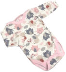 Gólyahír 2 Méretes Hosszú Ujjú Body - Rózsaszín Elefántos - 80