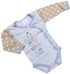 Dalma Réklis Hosszú Ujjú Body - Kék/Szürke Ujjú Macis - 62