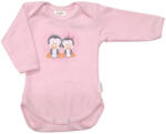 Babastar Hosszú Ujjú pamut body - Pingvinpár - Rózsaszín - 74