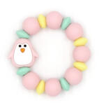 Mimijo Szilikon rágóka állatfigurás - Rózsaszín Pingvin