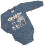 MROFI Hosszú ujjú vállon patentos body - Kék "Nobody is I'm. . . " - 92