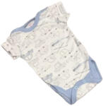 Gólyahír Rövid Ujjú Pamut Body - Fehér/Kék/Bézs Autós - 56
